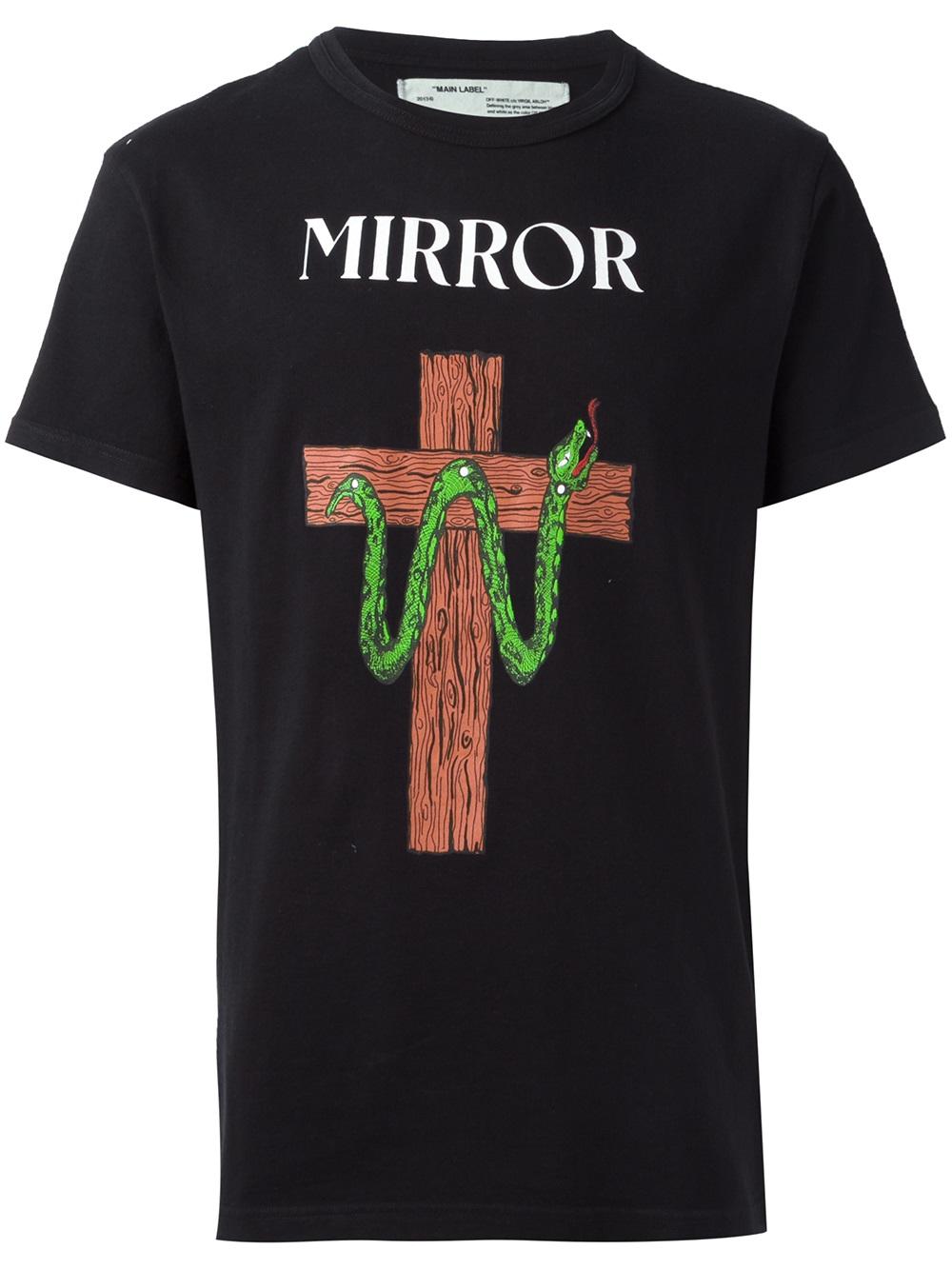 Off-White 'Snake Mirror' T-shirt 1088 BLACK Men Clothing T-Shirts