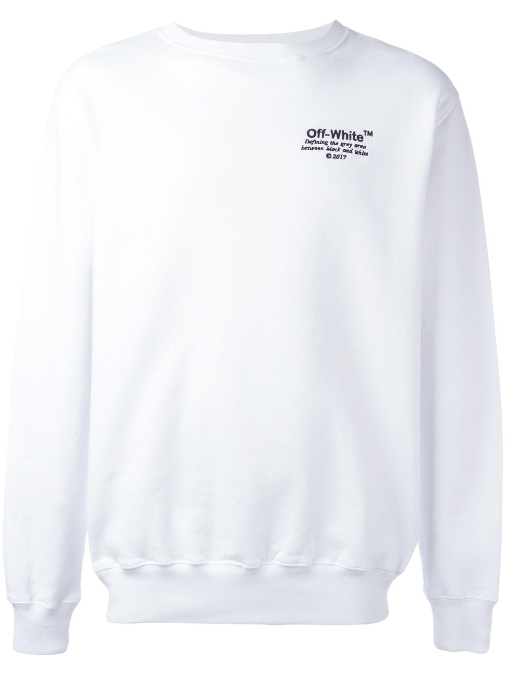 Off-White logo embroiderd sweatshirt WHITE Men Clothing Sweatshirts