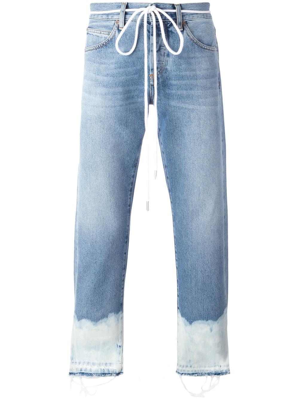 Off-White bleached hem jeans LIGHT BLUE Men Clothing Cropped [OW309