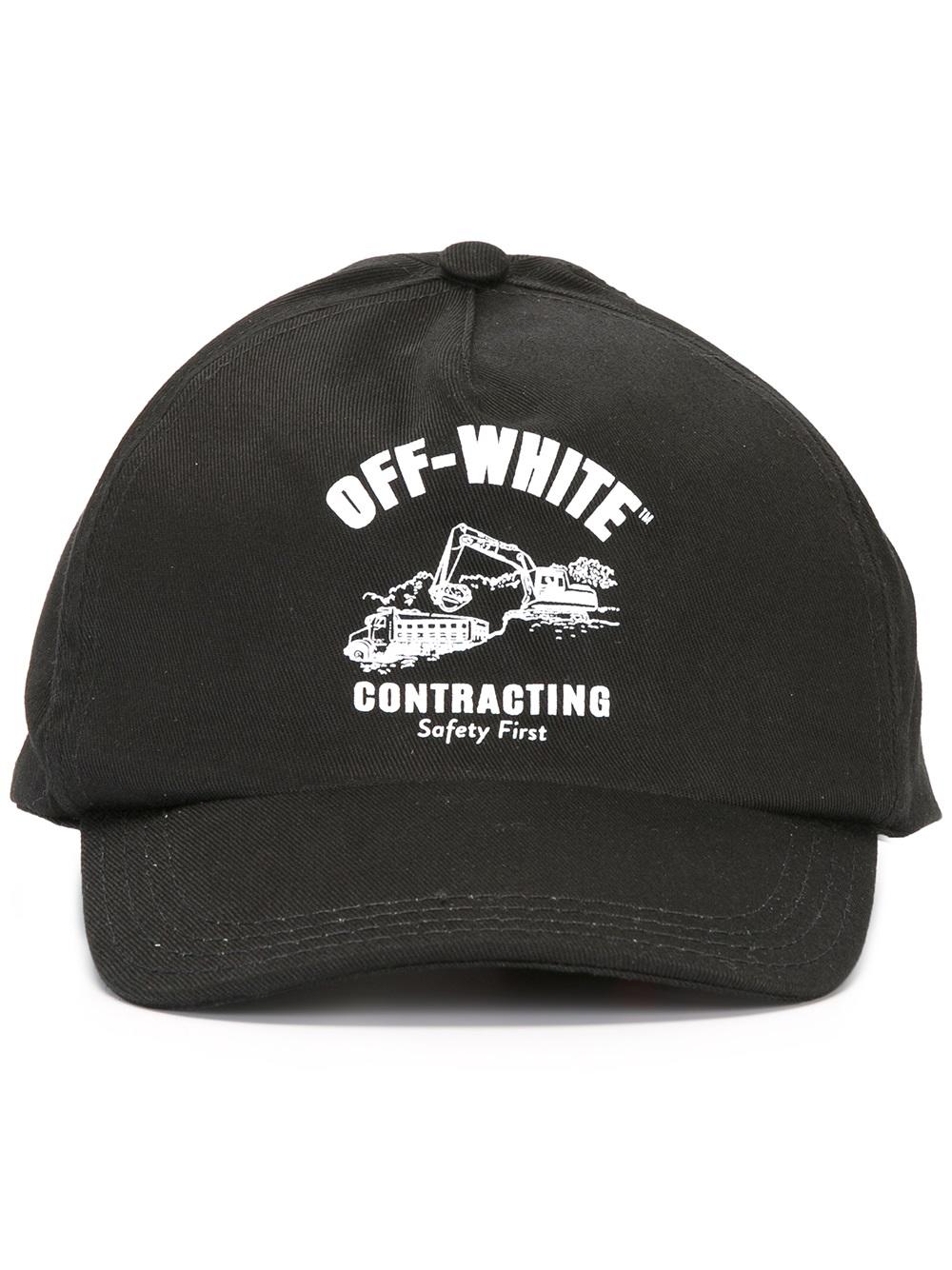 Off-White logo print cap Black/White Men Accessories Hats
