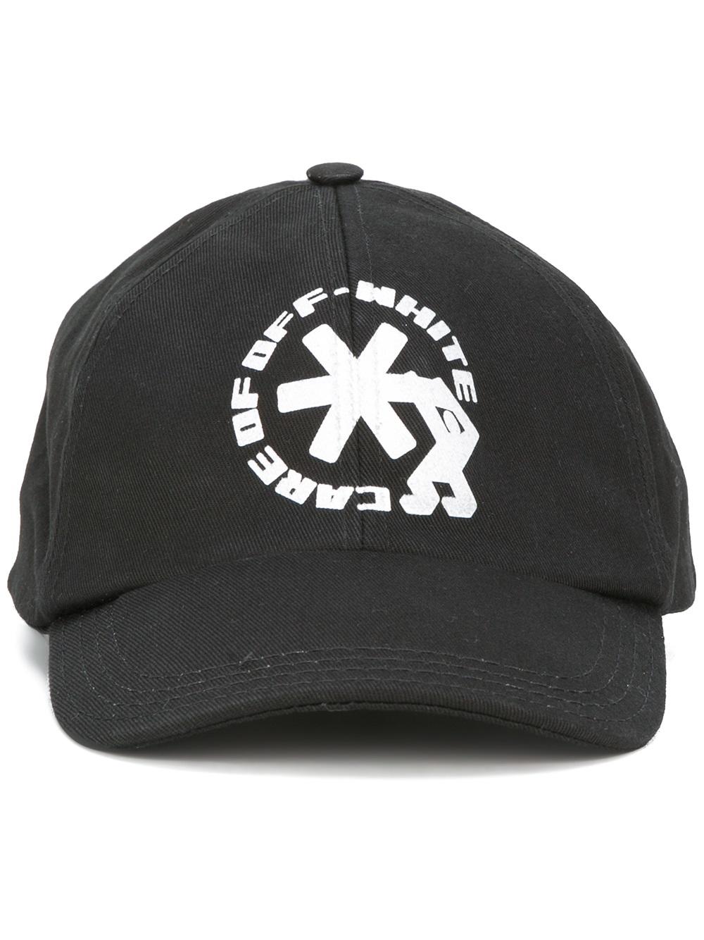 Off-White logo print cap 1001 BLACK WHITE Men Accessories Hats