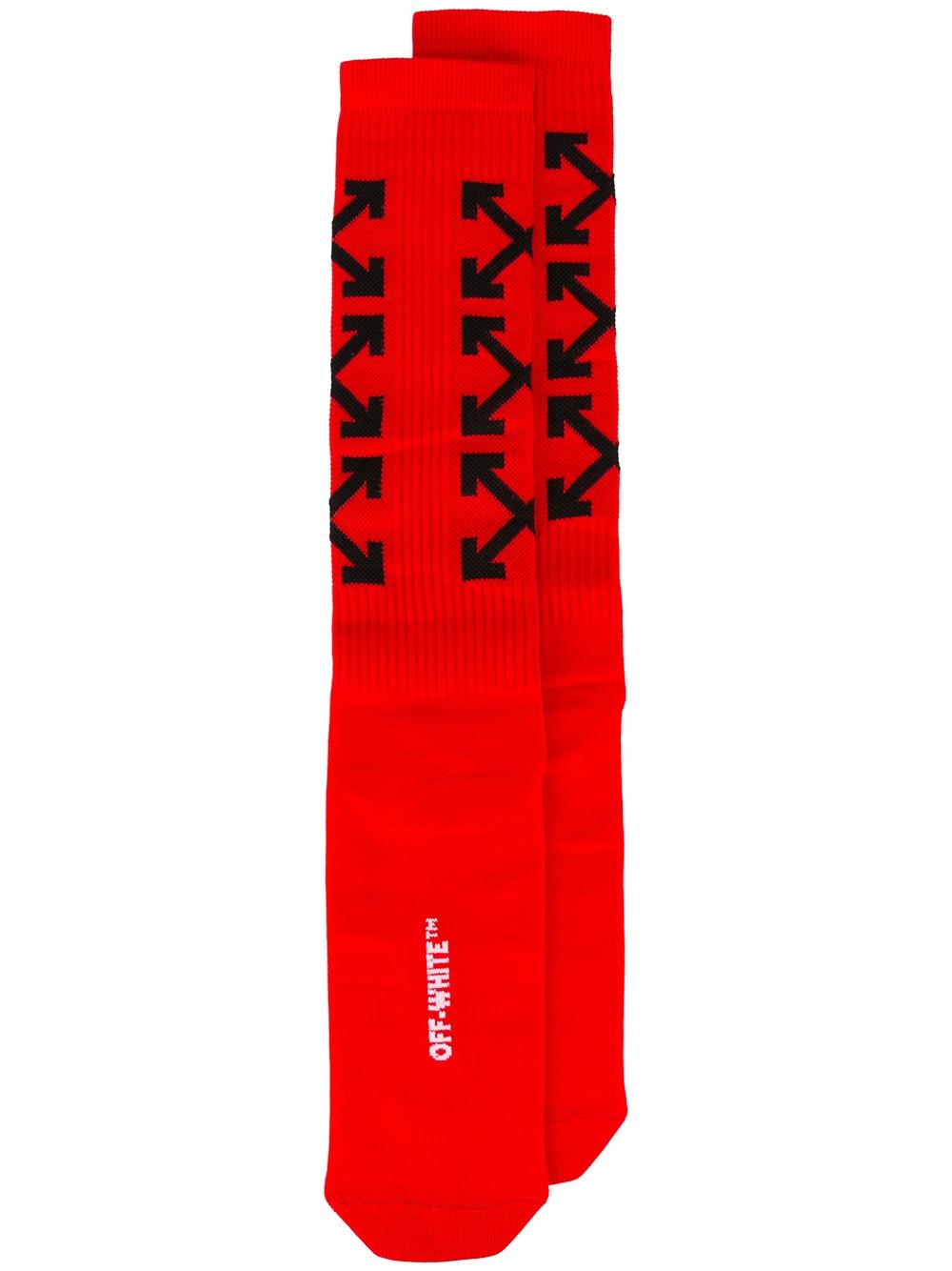 Off-White arrows print socks 2010 RED BLACK Men Clothing