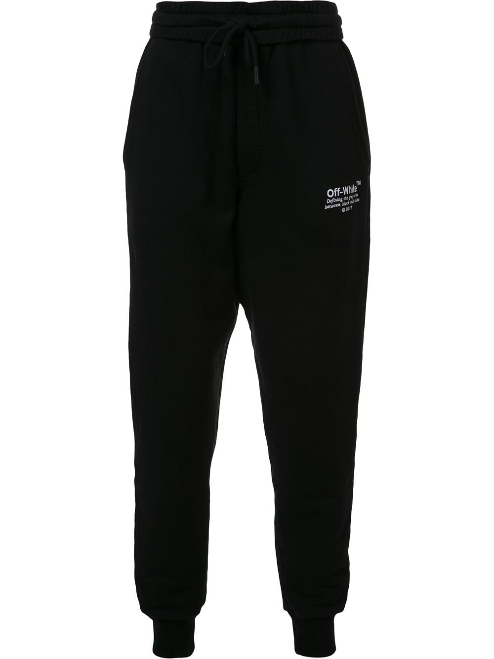 Off-White logo print sweatpants Black/White Men Clothing Track Pants
