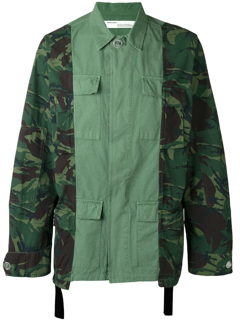Off-White camouflage print cargo jacket 4001 GREEN Men Clothing Military Jackets