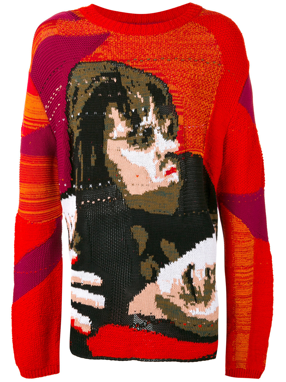 Off-White face pattern jumper 2001 RED Men Clothing Jumpers