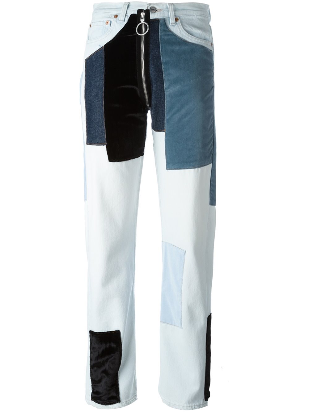 Off-White velvet patch jeans 7100 LEACH Women Clothing Straight-Leg