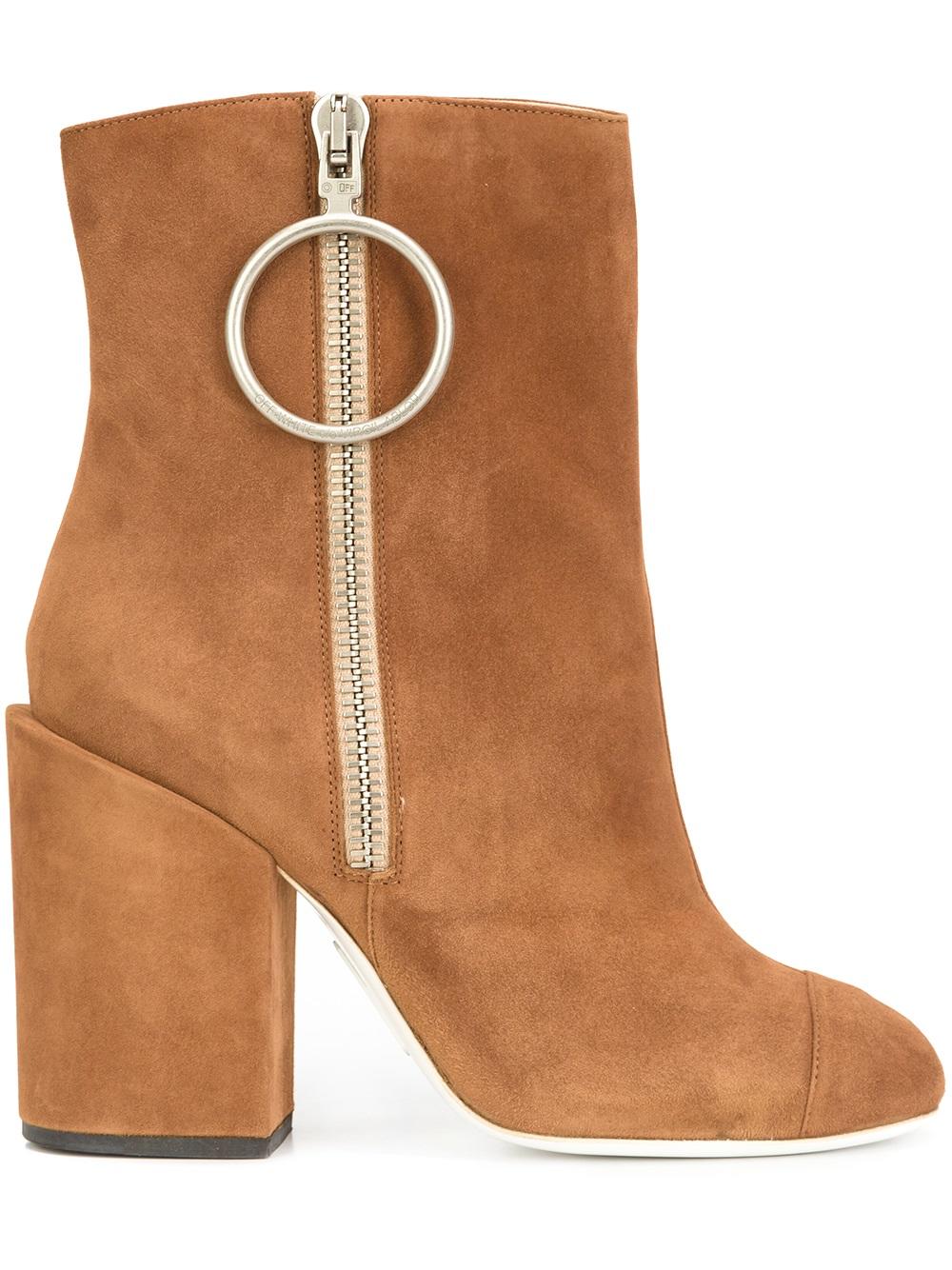 Off-White zipped ankle boots LIGHT BROWN Women Shoes