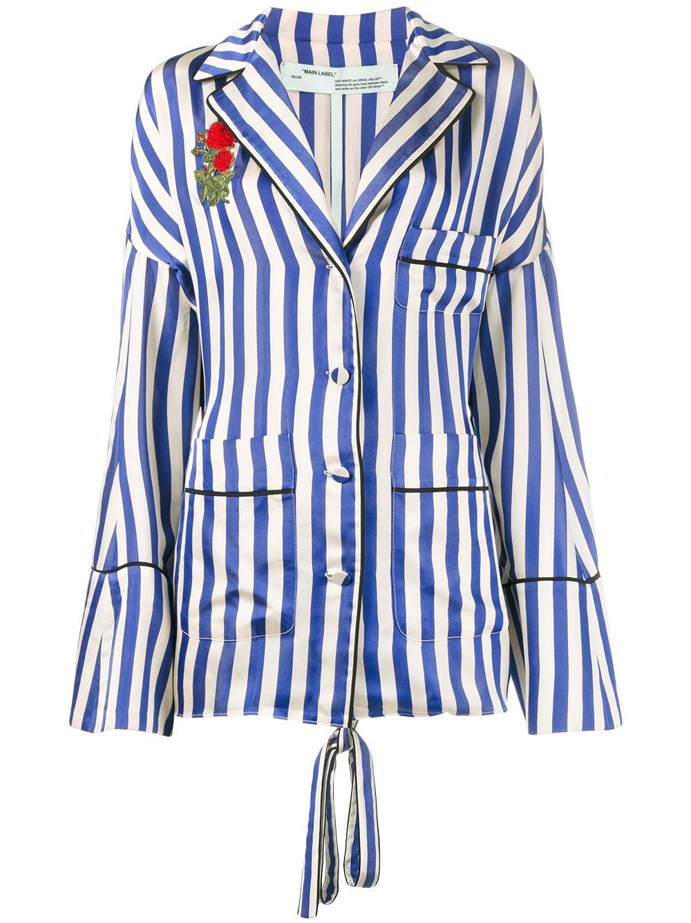 Off-White floral embroidered stripe shirt BLUE Women Clothing Shirts