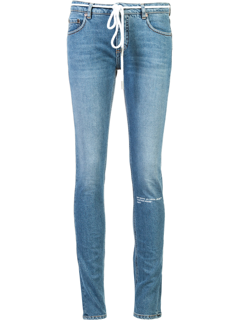 Off-White Auction House rose print jeans DENIM Women Clothing Skinny