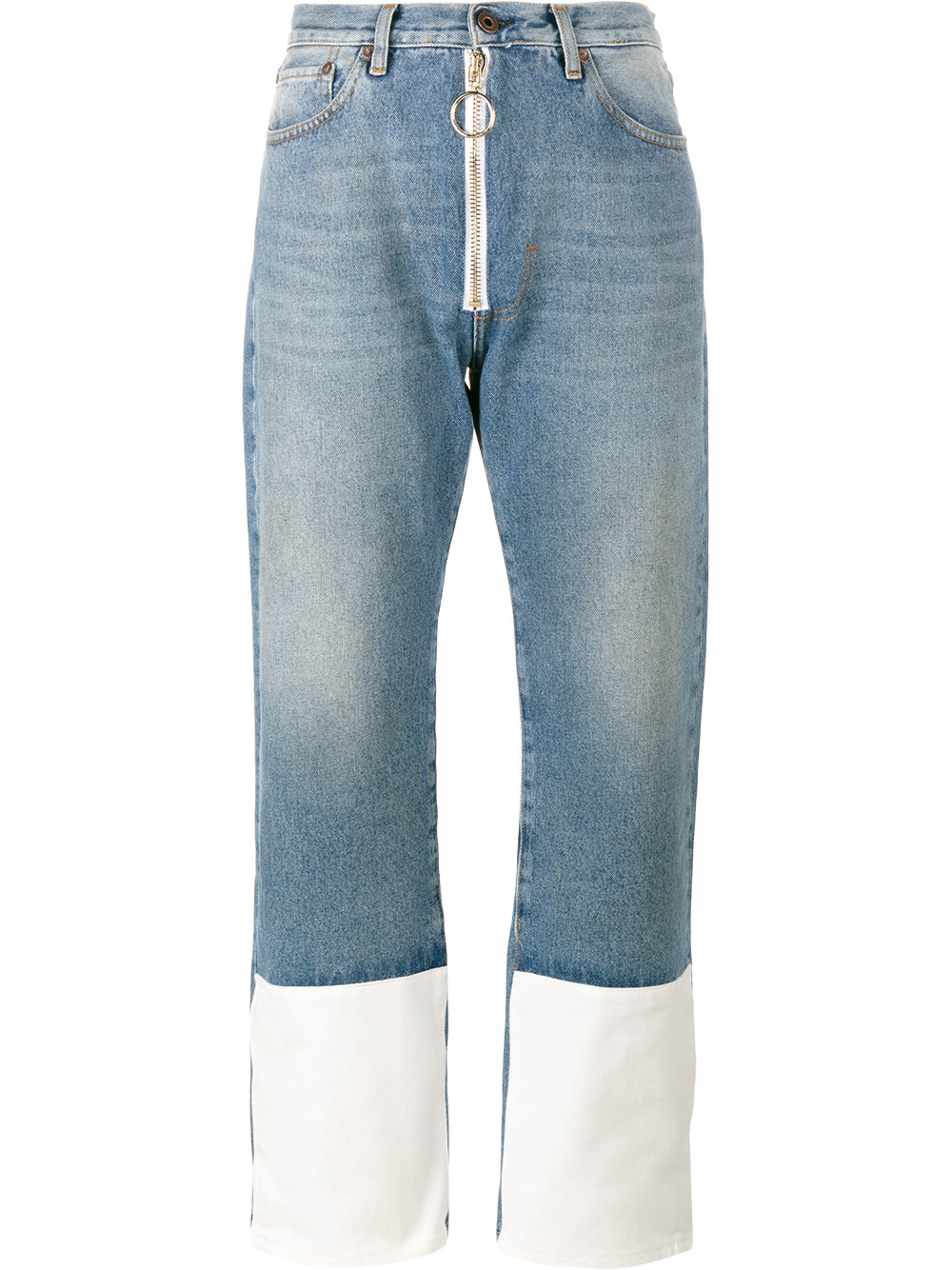 Off-White contrast cuff jeans BLUE Women Clothing Straight-Leg